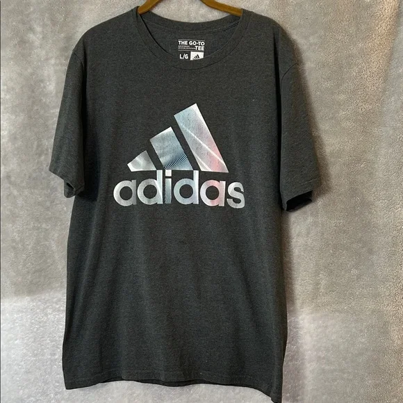 Adidas Men's Charcoal Tee with Logo - Picture 1 of 4